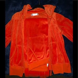 Orange two piece sweats and sweater